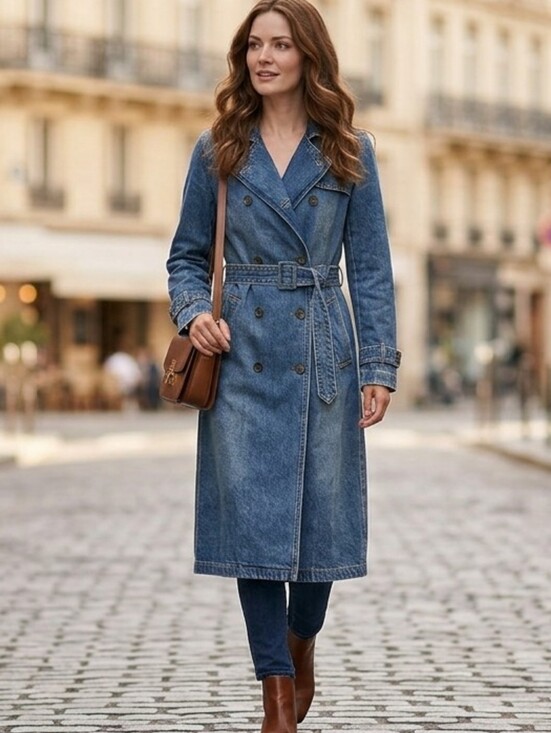Anthropologie Jackets & Blazers - Anthropologie Avec Les Filles Denim Trench Coat Belted Double Breasted. Size M